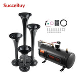 SucceBuy Train Horns Kit 4 Trumpet Air Horn Kit Train Horns 12V 120 psi Air Compressor for Any 12V Vehicle Car Truck Train Van